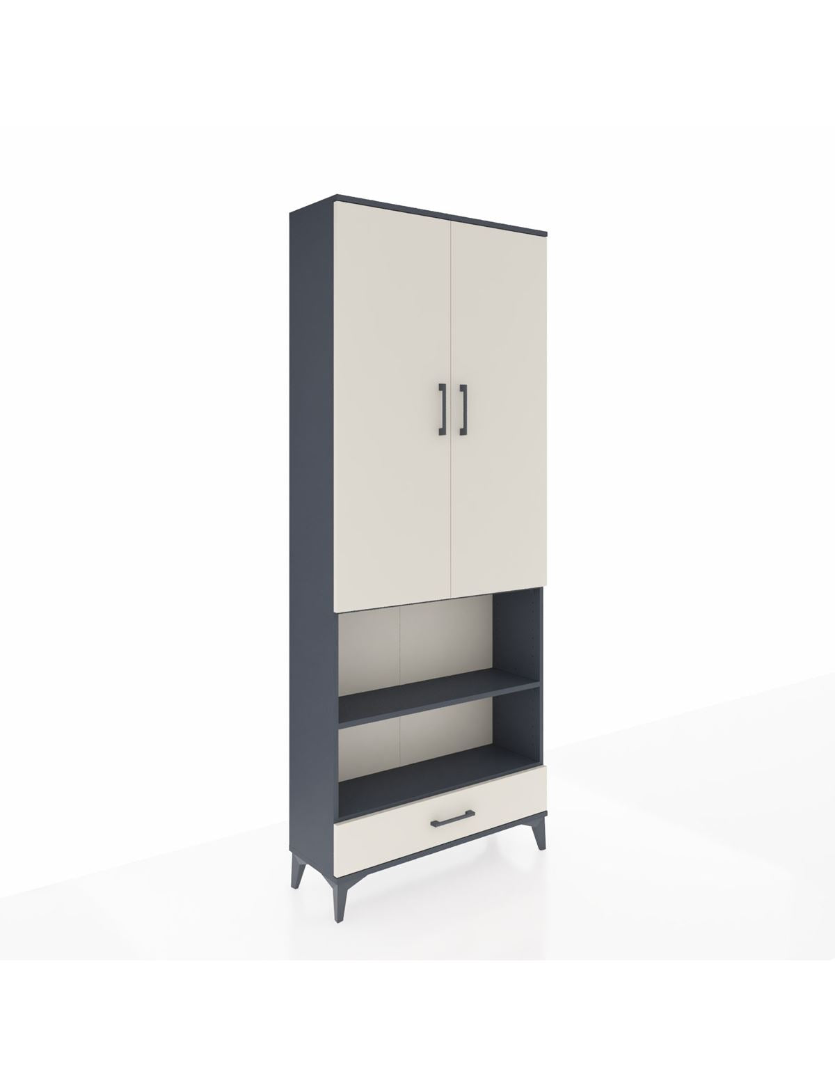 Arges Dolap 4 Raflı Tek Çekmeceli Tek Askılı 88x30x221 Antrasit-Aytaşı