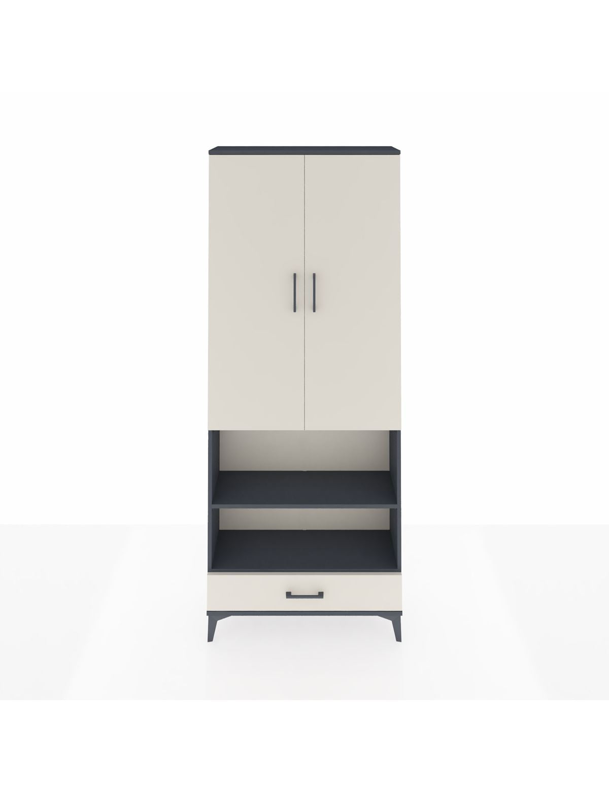 Arges Dolap 4 Raflı Tek Çekmeceli Tek Askılı 88x30x221 Antrasit-Aytaşı