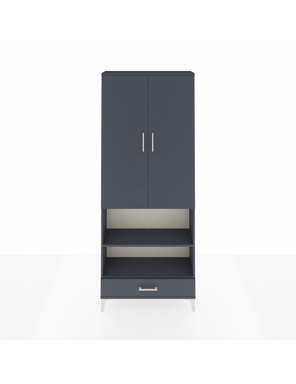 Arges Dolap 4 Raflı Tek Çekmeceli Tek Askılı 88x30x221 Antrasit-Antrasit