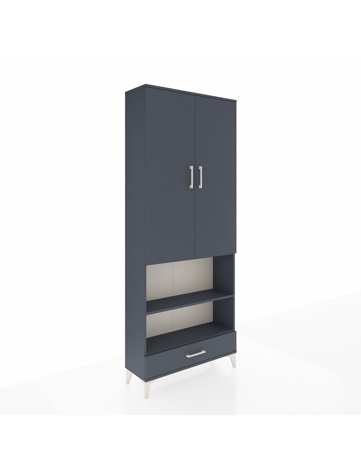 Arges Dolap 4 Raflı Tek Çekmeceli Tek Askılı 88x30x221 Antrasit-Antrasit