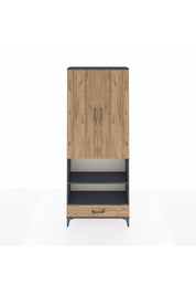 Arges Dolap 4 Raflı Tek Çekmeceli Tek Askılı 88x30x221 Antrasit-Çam