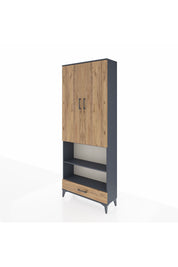 Arges Dolap 4 Raflı Tek Çekmeceli Tek Askılı 88x30x221 Antrasit-Çam