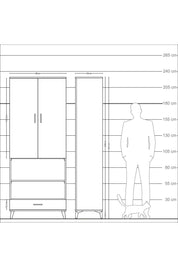 Arges Dolap 4 Raflı Tek Çekmeceli Tek Askılı 88x30x221 Antrasit-Çam