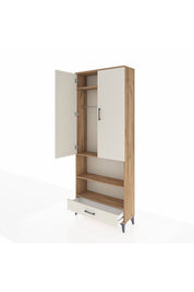 Arges Dolap 4 Raflı Tek Çekmeceli Tek Askılı 88x30x221 Çam-Aytaşı