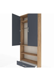 Arges Dolap 4 Raflı Tek Çekmeceli Tek Askılı 88x30x221 Çam-Antrasit