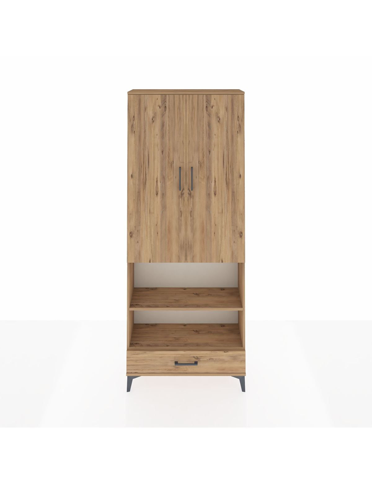 Arges Dolap 4 Raflı Tek Çekmeceli Tek Askılı 88x30x221 Çam-Çam