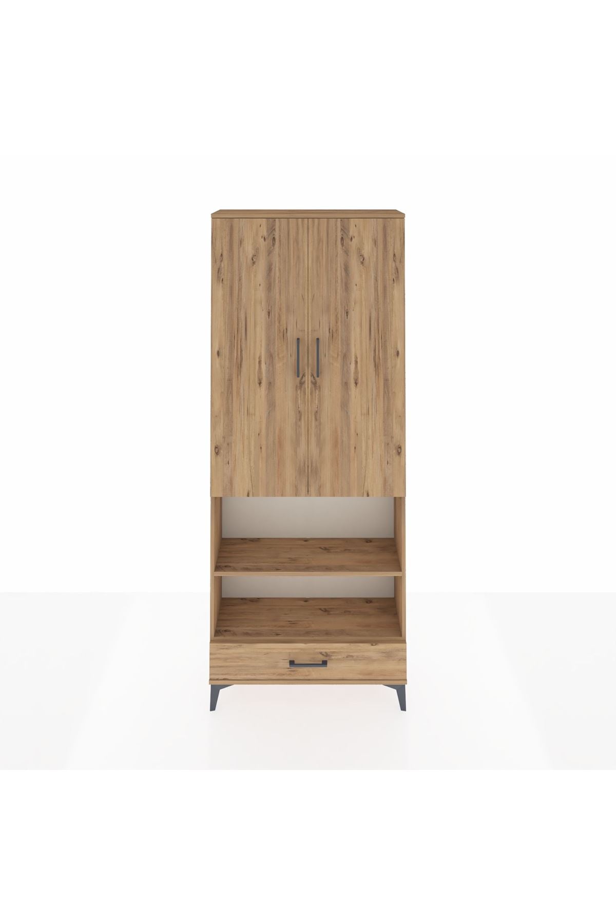 Arges Dolap 4 Raflı Tek Çekmeceli Tek Askılı 88x30x221 Çam-Çam