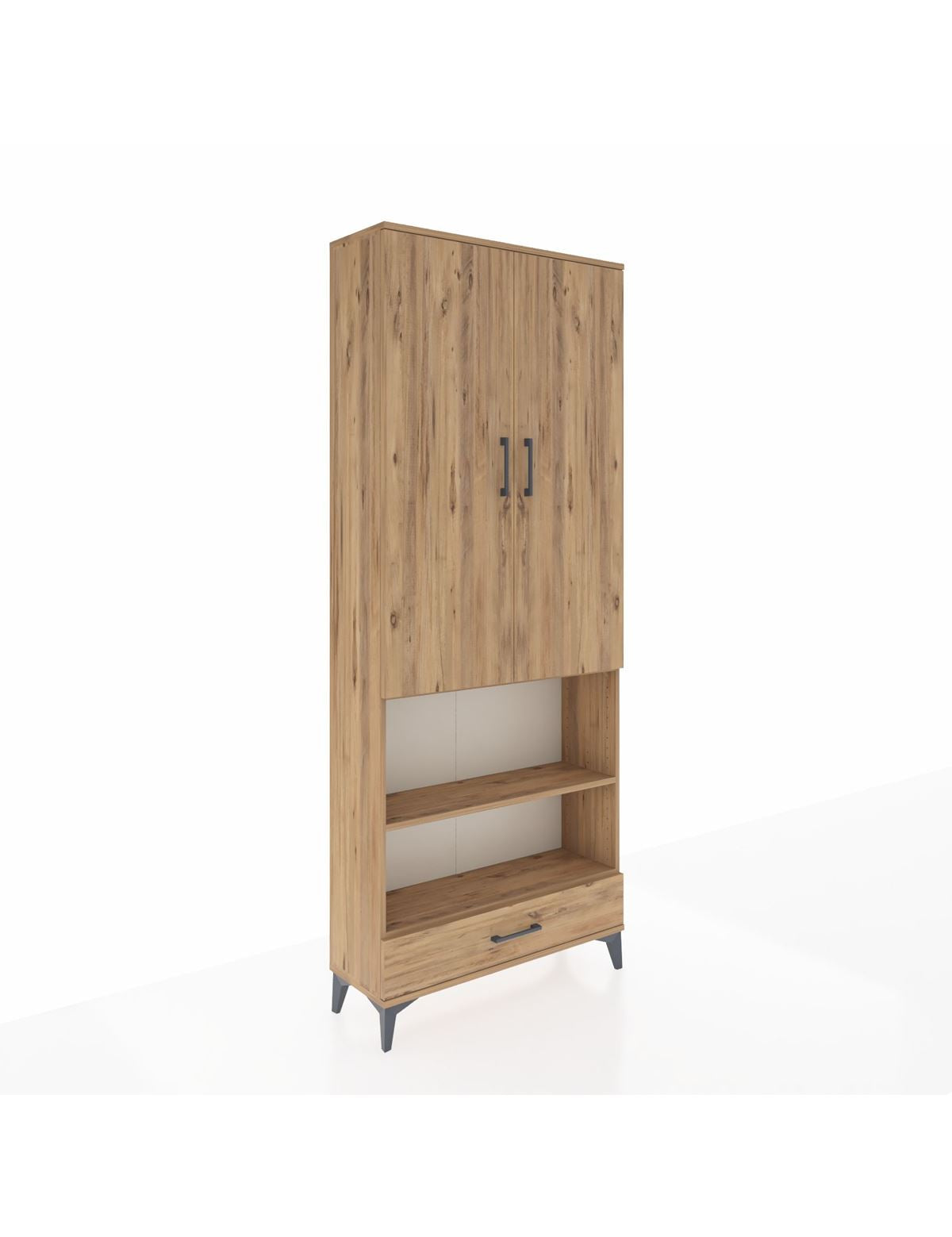 Arges Dolap 4 Raflı Tek Çekmeceli Tek Askılı 88x30x221 Çam-Çam