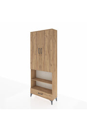 Arges Dolap 4 Raflı Tek Çekmeceli Tek Askılı 88x30x221 Çam-Çam