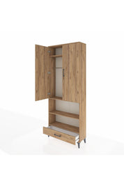 Arges Dolap 4 Raflı Tek Çekmeceli Tek Askılı 88x30x221 Çam-Çam