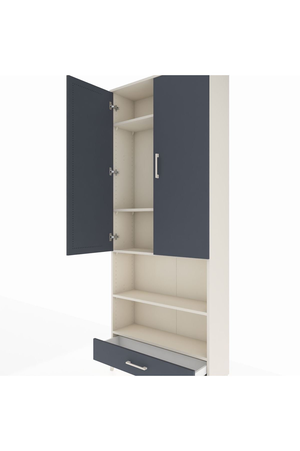 Arges Dolap 5 Raflı Tek Çekmeceli 2 Kapaklı 88x30x221 Aytaşı-Antrasit