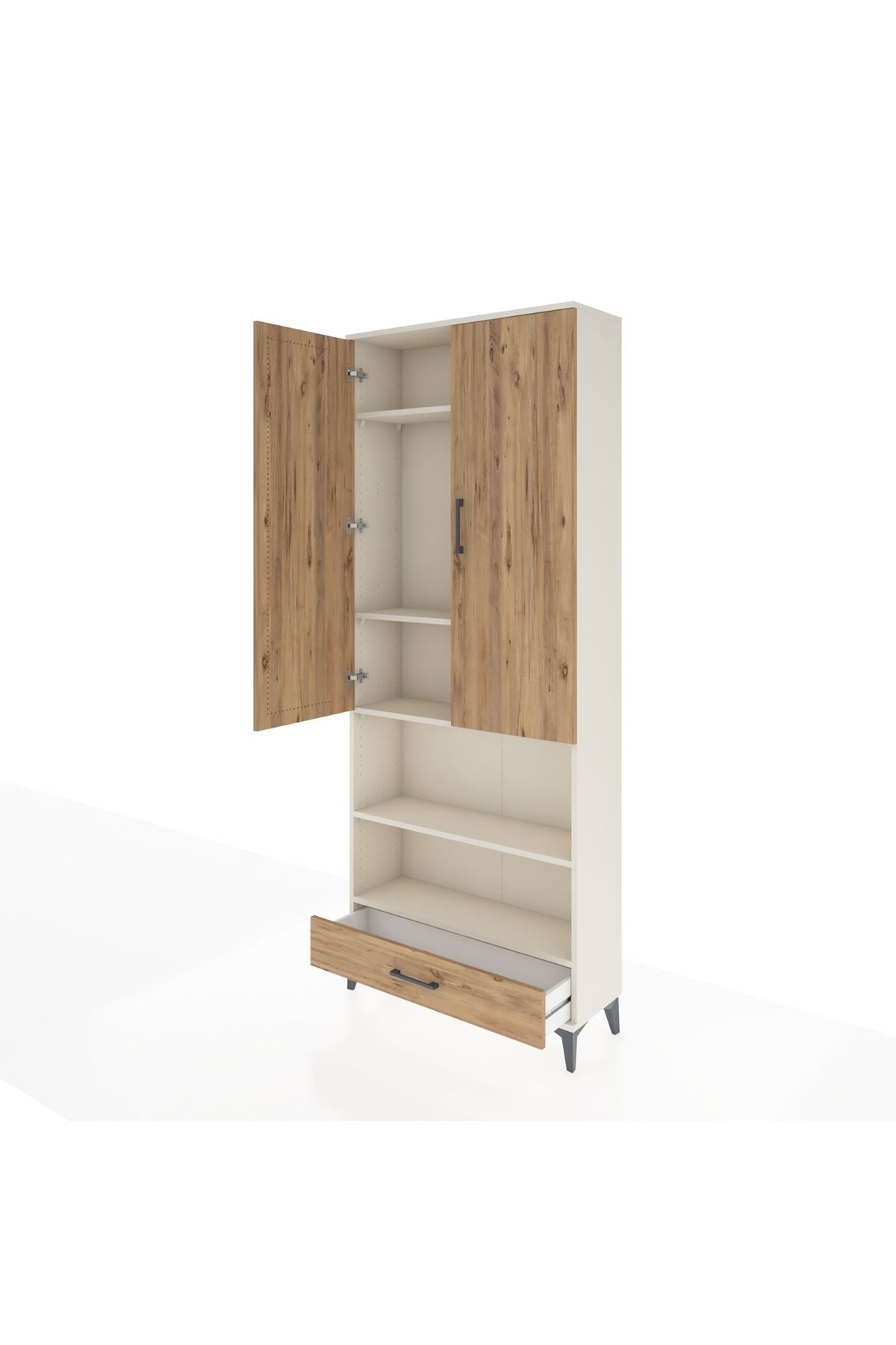 Arges Dolap 5 Raflı Tek Çekmeceli 2 Kapaklı 88x30x221 Aytaşı-Çam