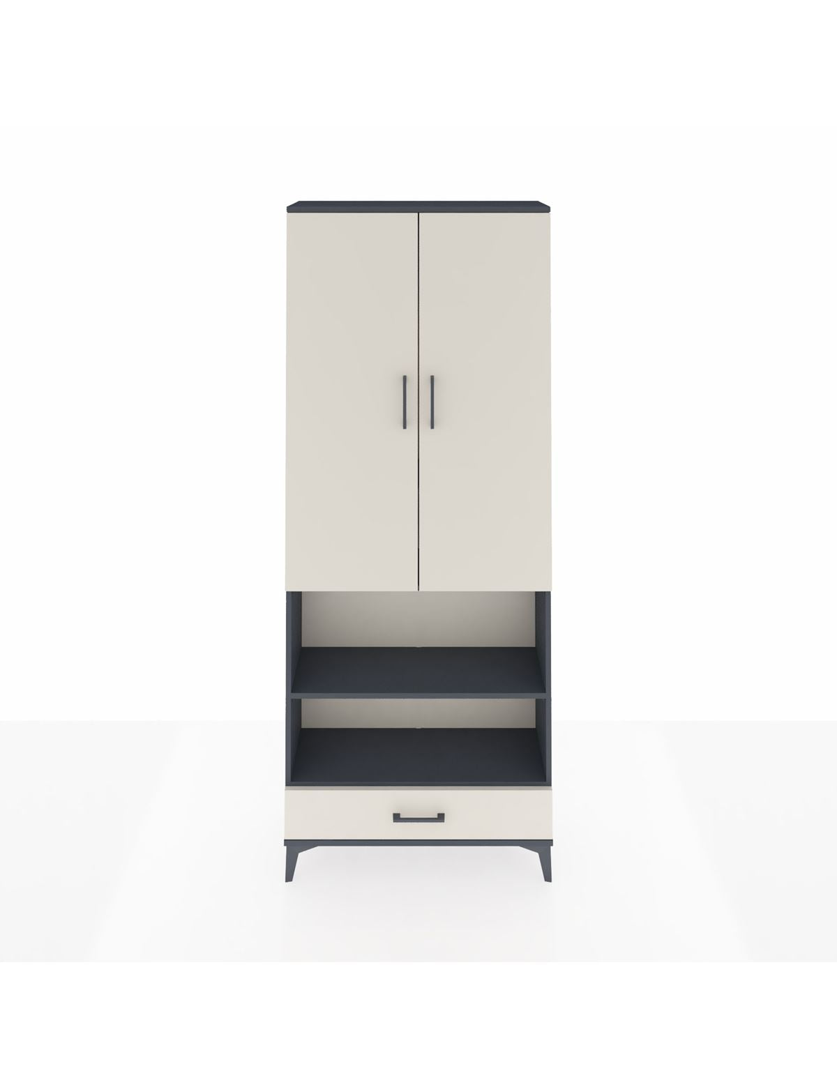 Arges Dolap 5 Raflı Tek Çekmeceli 2 Kapaklı 88x30x221 Antrasit-Aytaşı