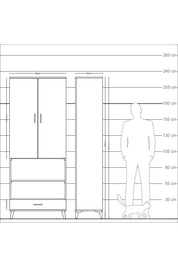 Arges Dolap 5 Raflı Tek Çekmeceli 2 Kapaklı 88x30x221 Antrasit-Aytaşı