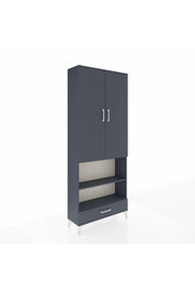 Arges Dolap 5 Raflı Tek Çekmeceli 2 Kapaklı 88x30x221 Antrasit-Antrasit