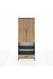 Arges Dolap 5 Raflı Tek Çekmeceli 2 Kapaklı 88x30x221 Antrasit-Çam