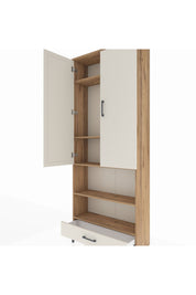 Arges Dolap 5 Raflı Tek Çekmeceli 2 Kapaklı 88x30x221 Çam-Aytaşı