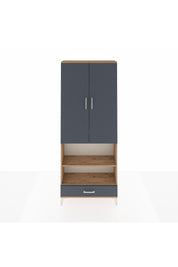 Arges Dolap 5 Raflı Tek Çekmeceli 2 Kapaklı 88x30x221 Çam-Antrasit