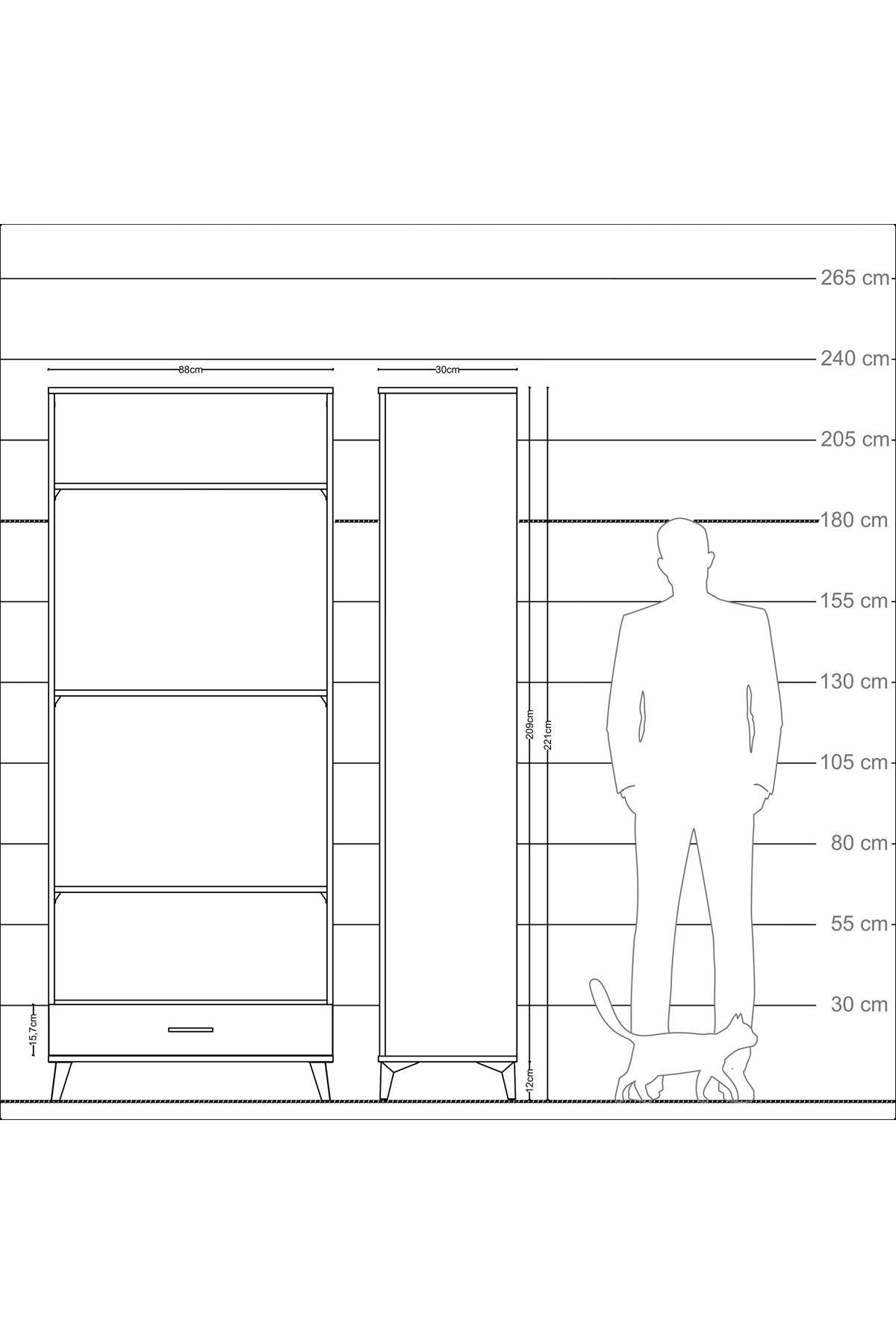 Arges Dolap 4 Raflı Tek Çekmeceli 88x30x221 Aytaşı-Antrasit