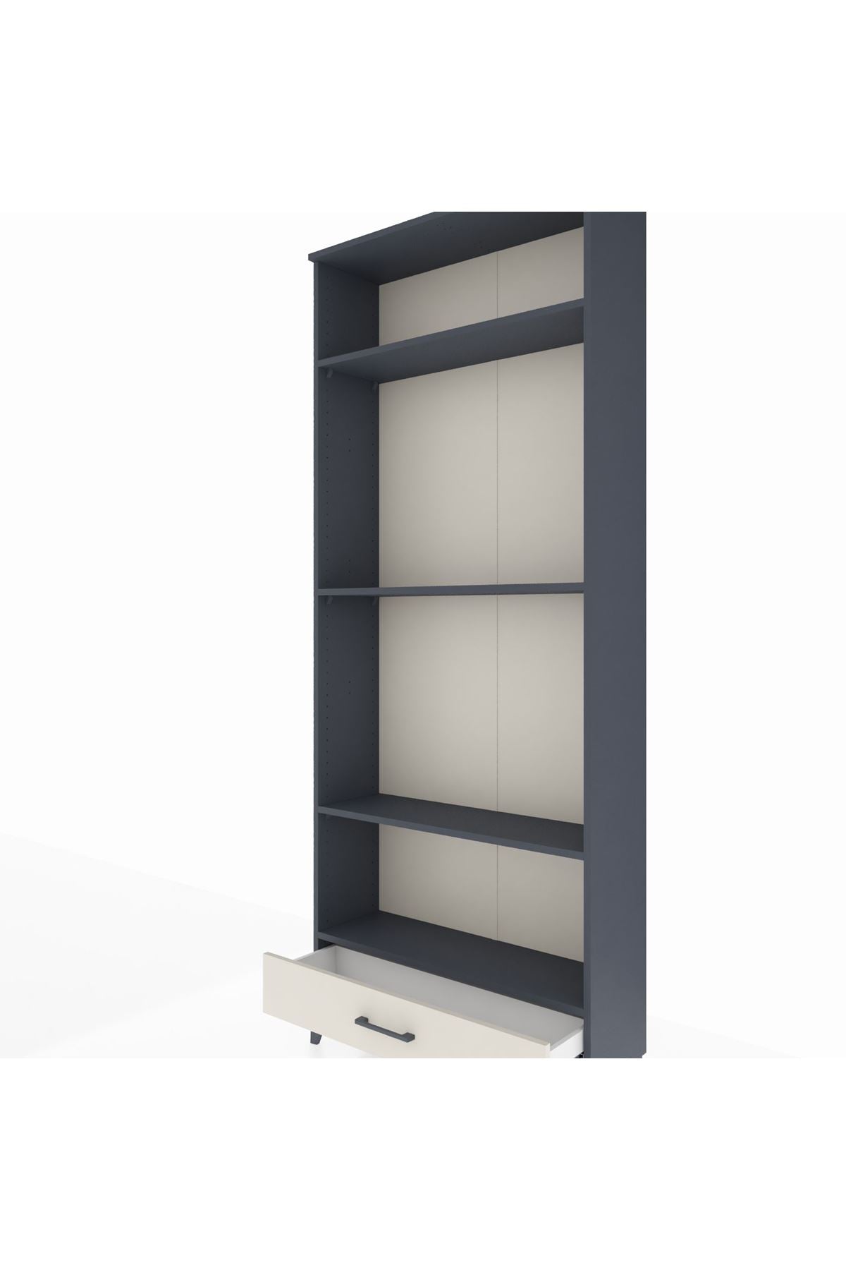 Arges Dolap 4 Raflı Tek Çekmeceli 88x30x221 Antrasit-Aytaşı