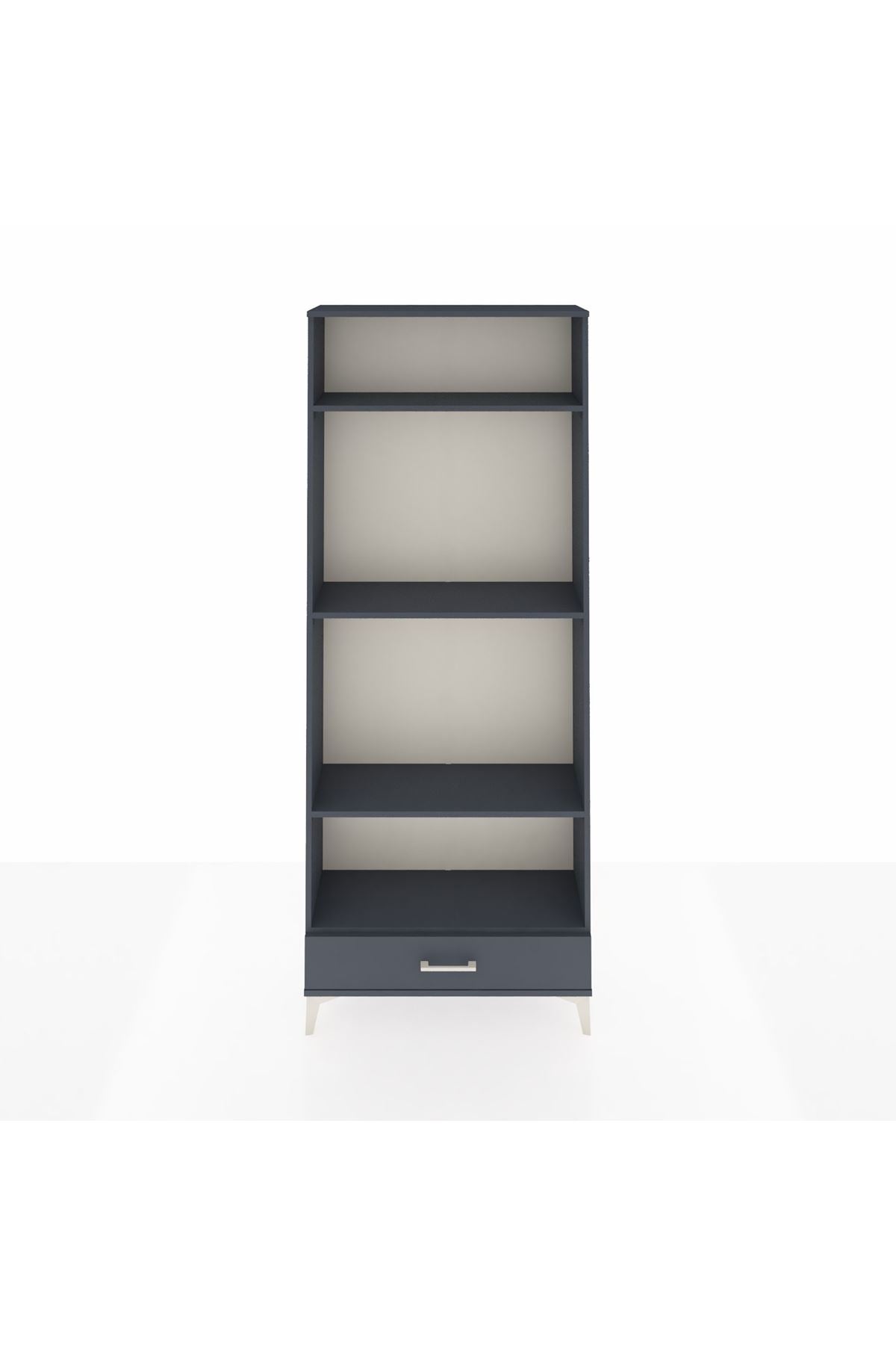 Arges Dolap 4 Raflı Tek Çekmeceli 88x30x221 Antrasit-Antrasit