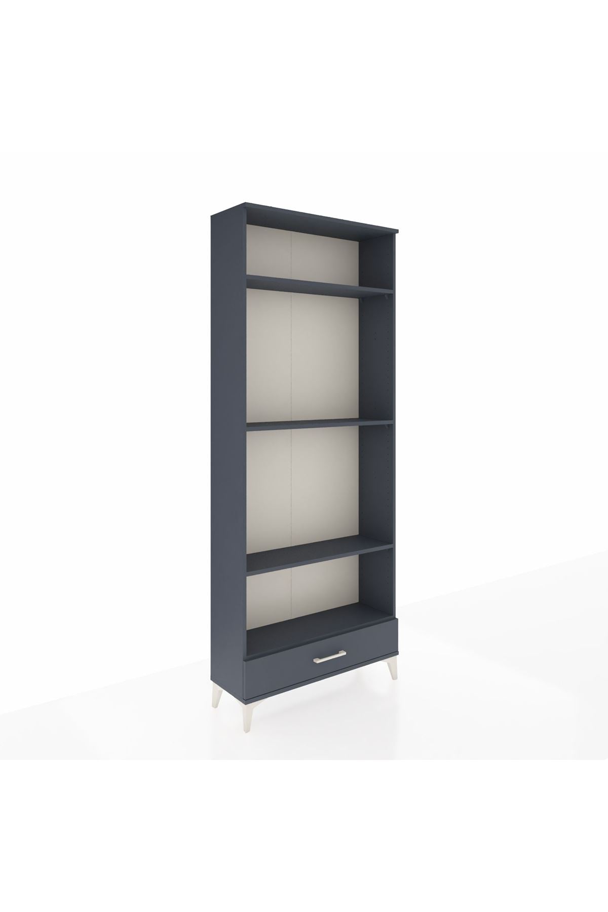 Arges Dolap 4 Raflı Tek Çekmeceli 88x30x221 Antrasit-Antrasit