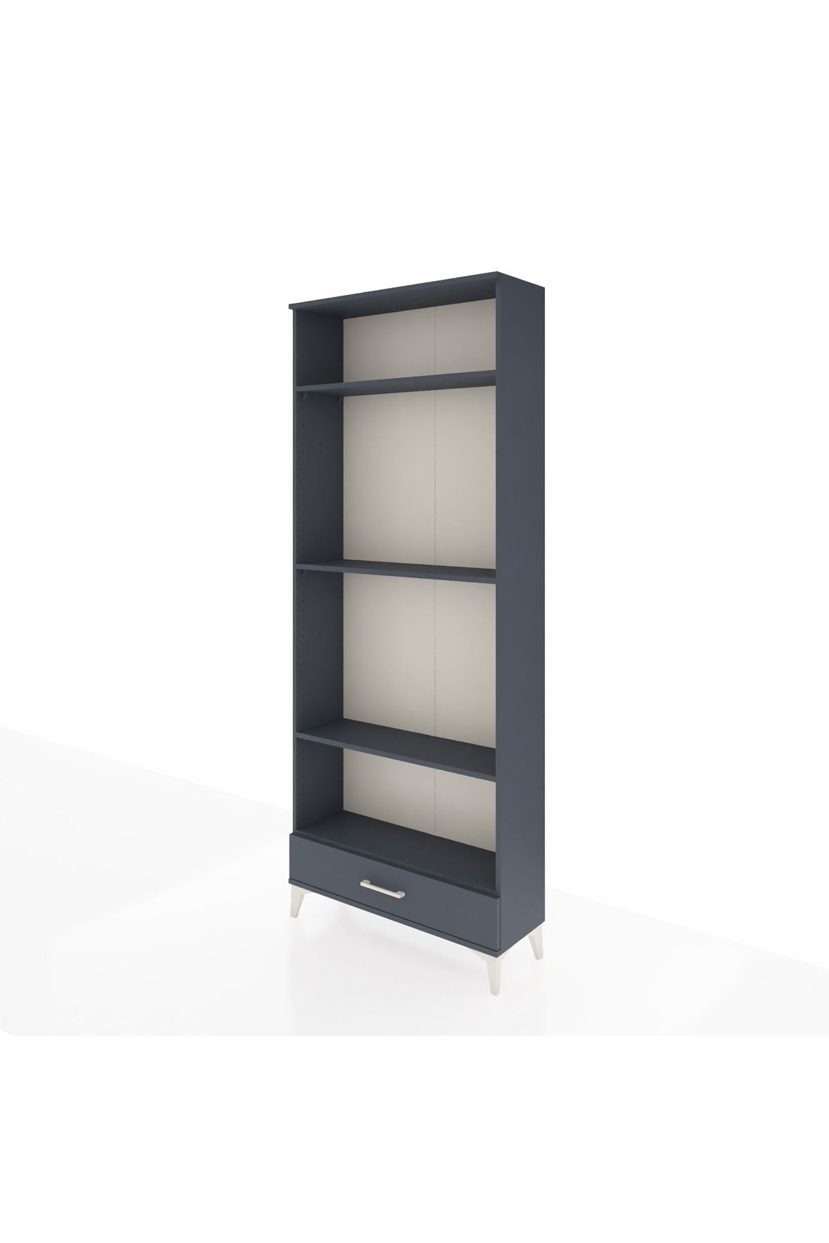 Arges Dolap 4 Raflı Tek Çekmeceli 88x30x221 Antrasit-Antrasit