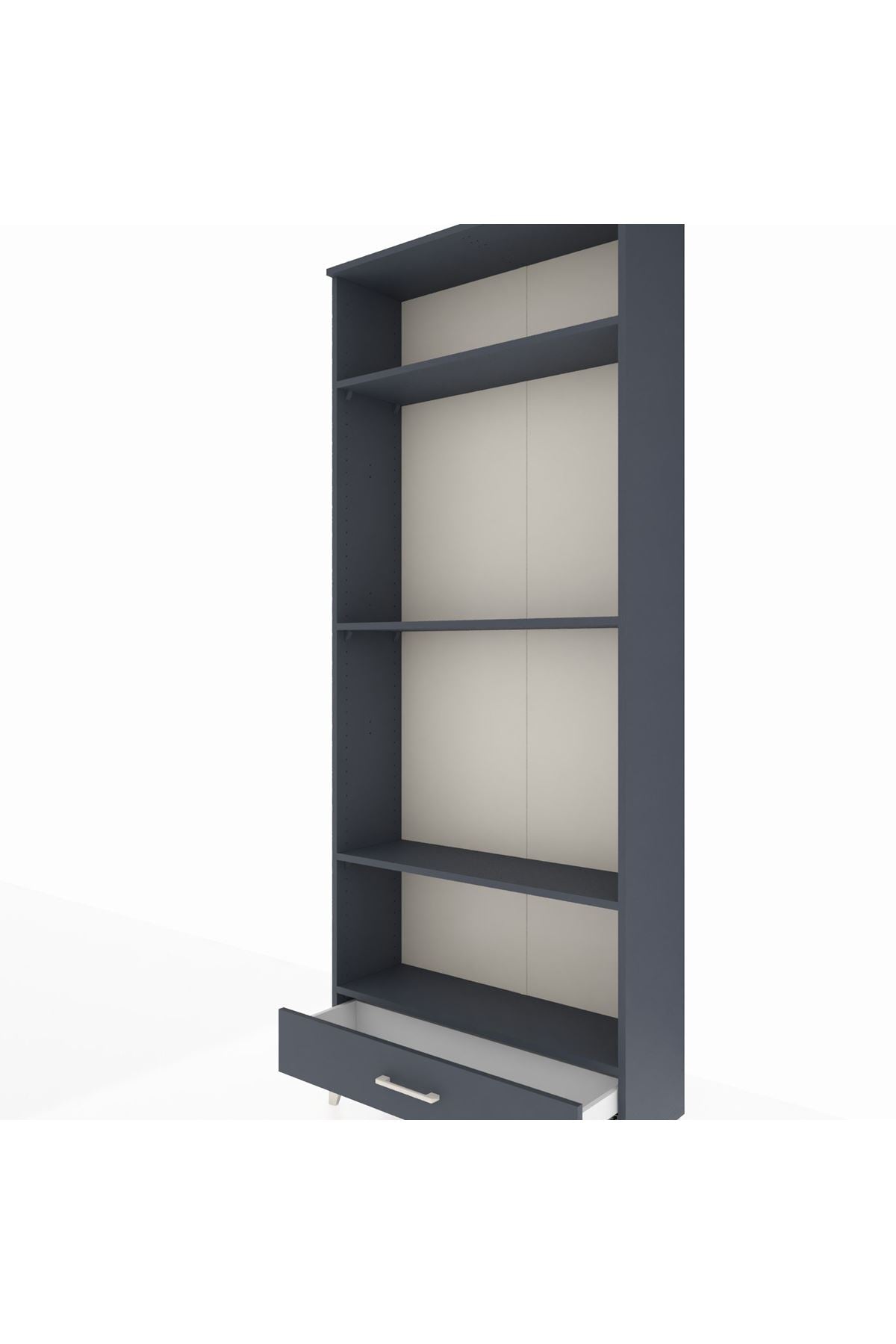 Arges Dolap 4 Raflı Tek Çekmeceli 88x30x221 Antrasit-Antrasit