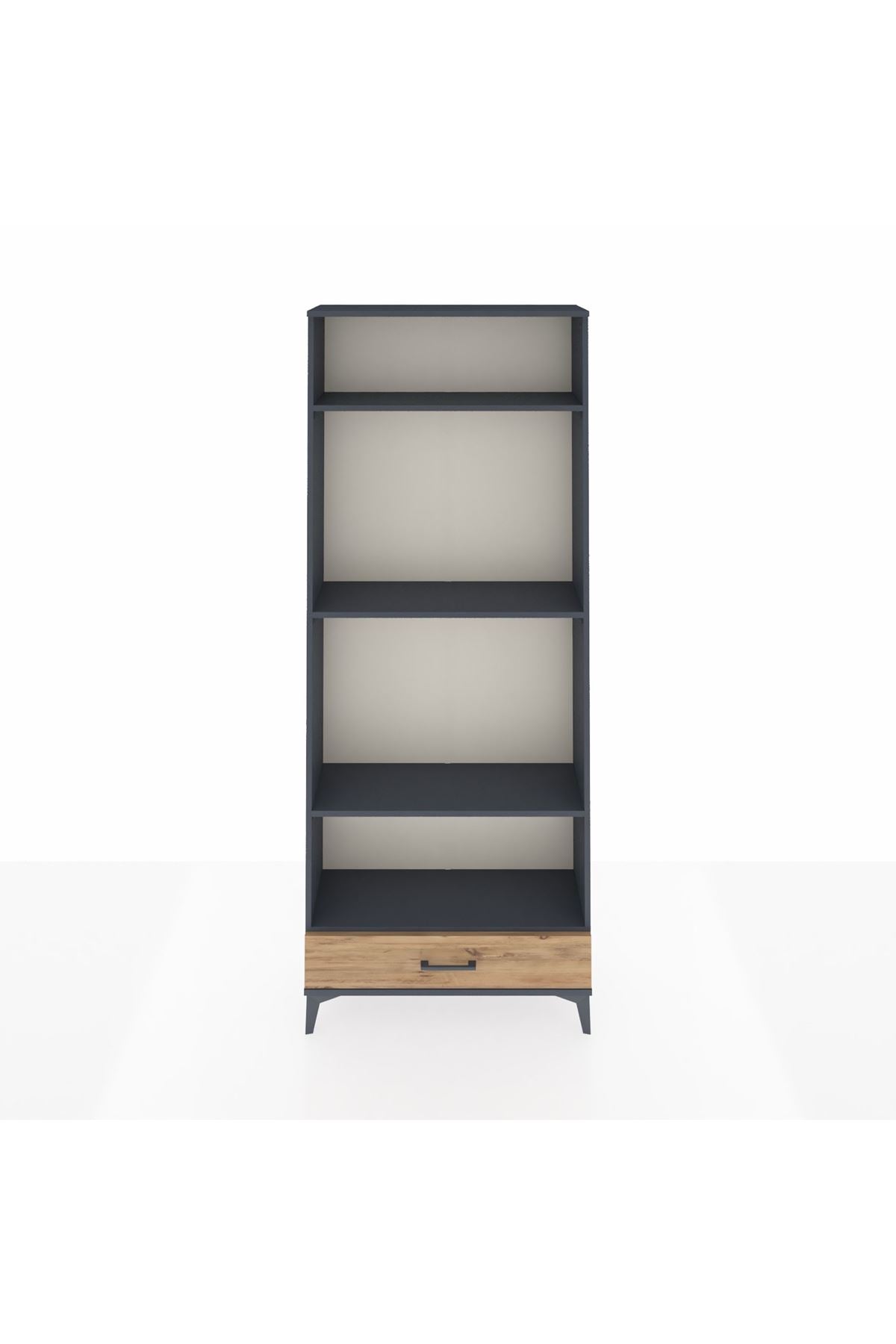Arges Dolap 4 Raflı Tek Çekmeceli 88x30x221 Antrasit-Çam