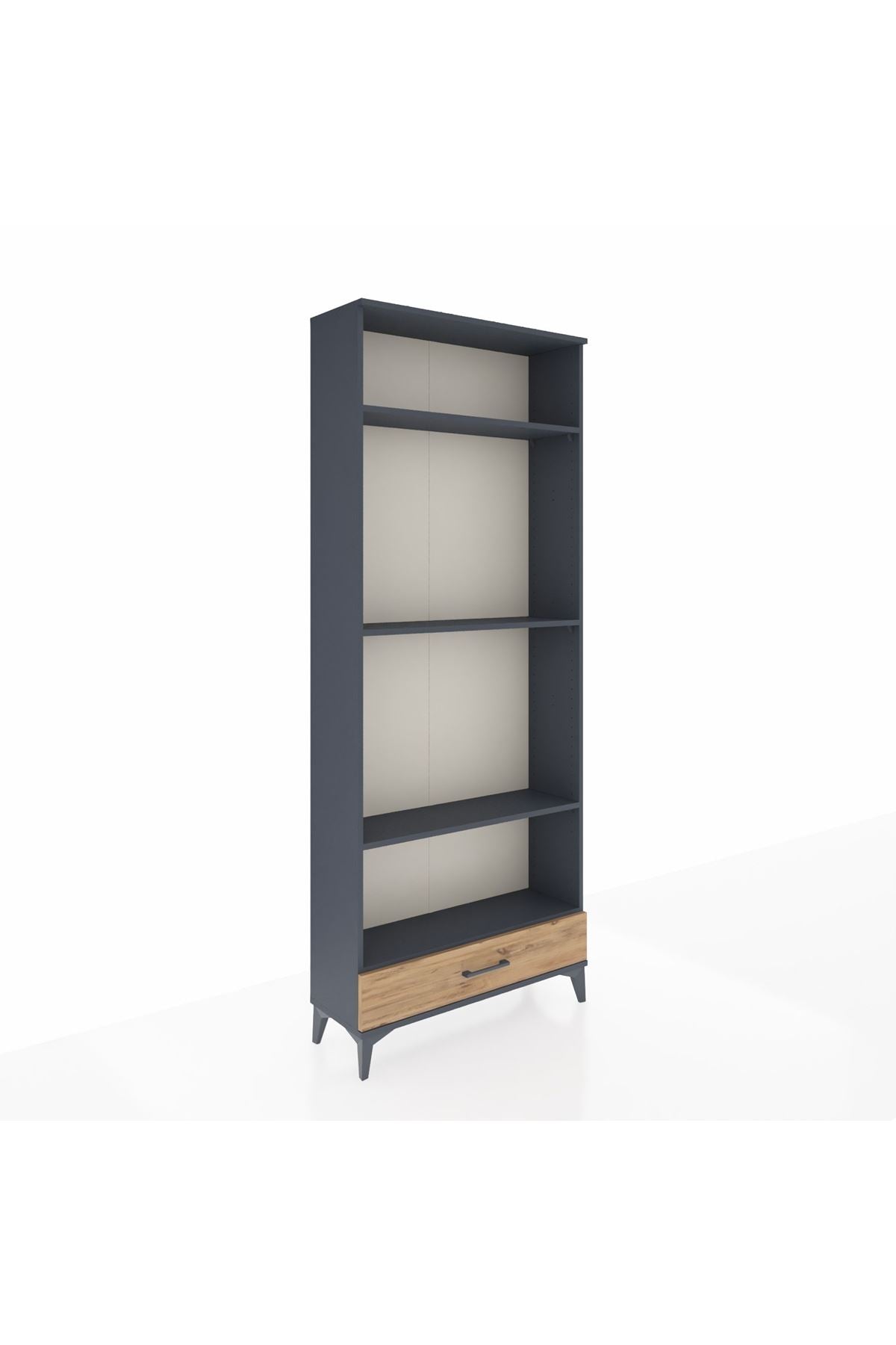 Arges Dolap 4 Raflı Tek Çekmeceli 88x30x221 Antrasit-Çam