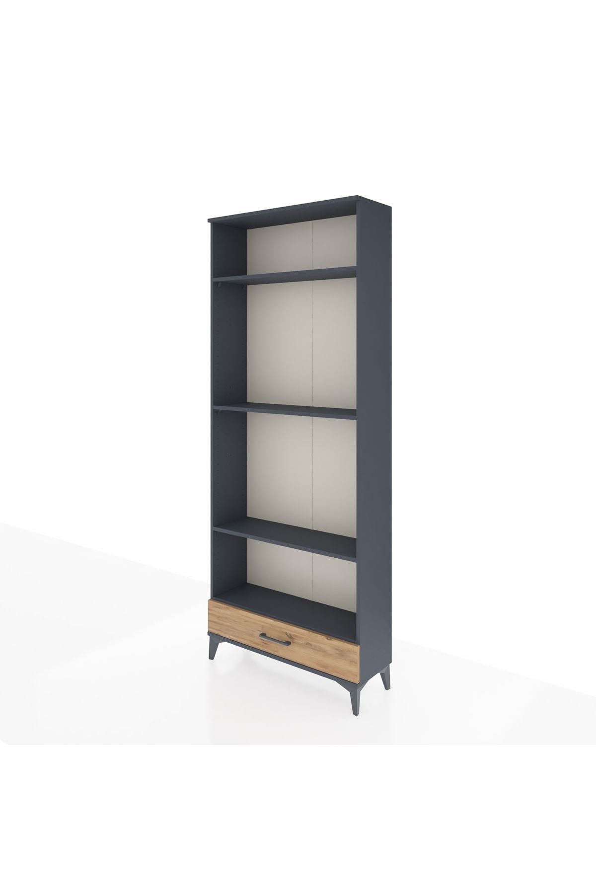 Arges Dolap 4 Raflı Tek Çekmeceli 88x30x221 Antrasit-Çam