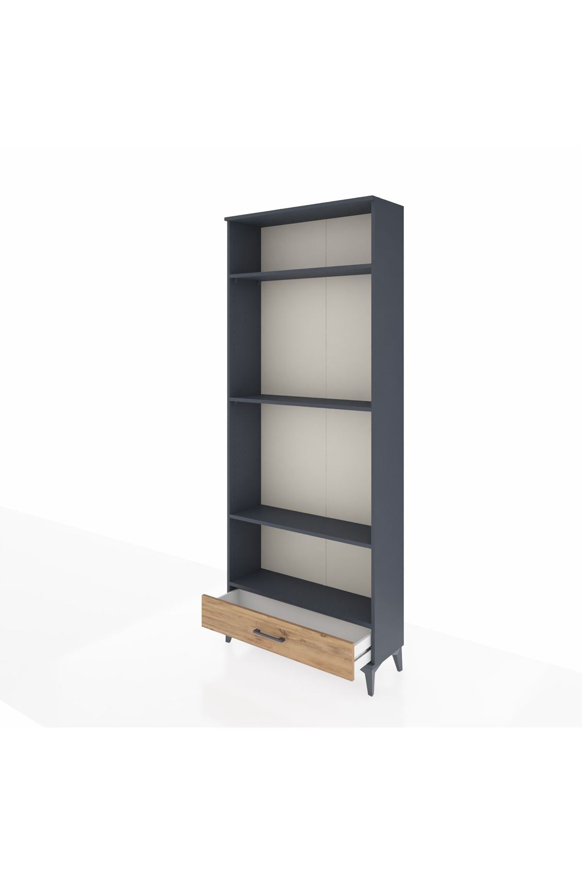 Arges Dolap 4 Raflı Tek Çekmeceli 88x30x221 Antrasit-Çam