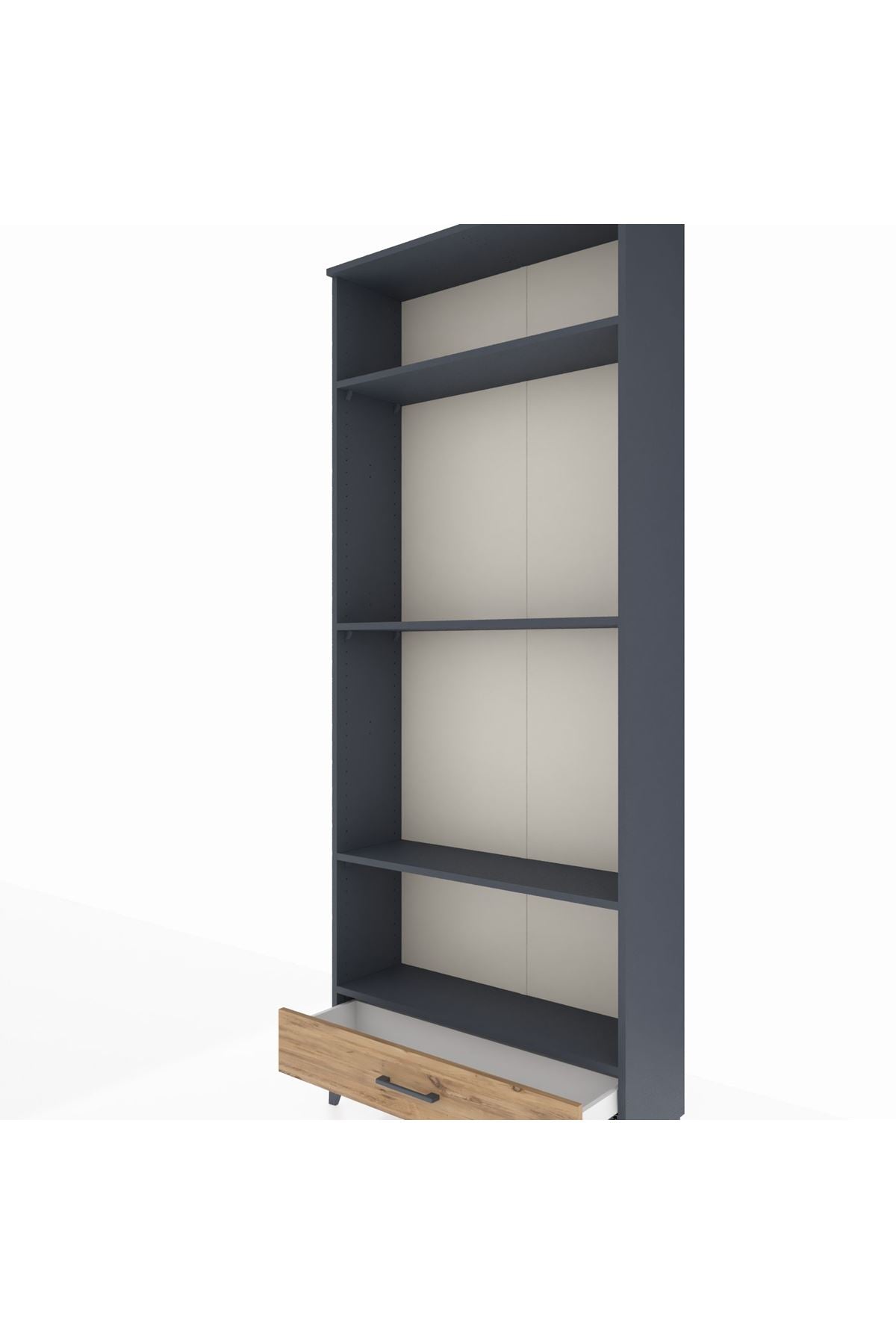 Arges Dolap 4 Raflı Tek Çekmeceli 88x30x221 Antrasit-Çam