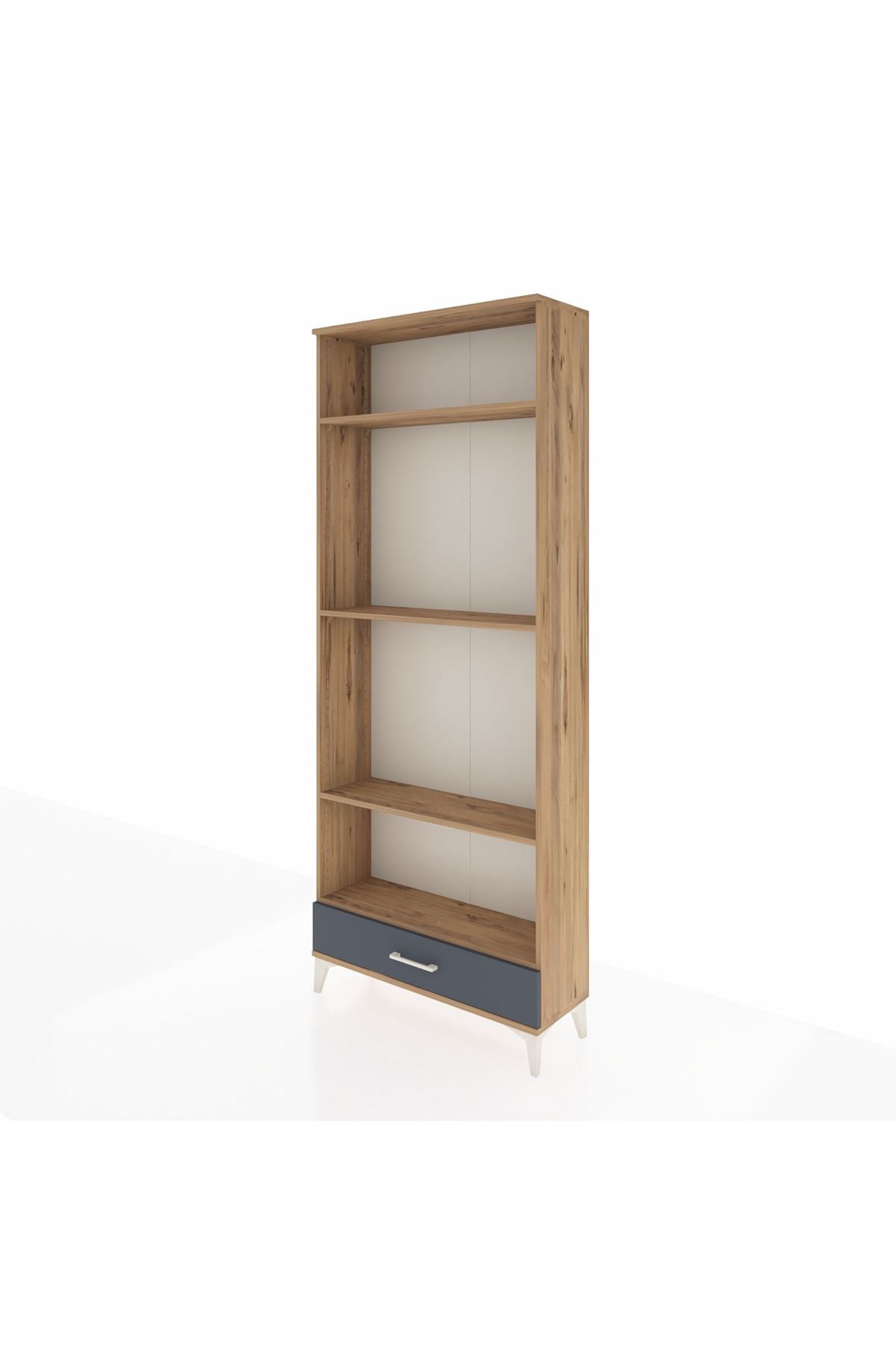 Arges Dolap 4 Raflı Tek Çekmeceli 88x30x221 Çam-Antrasit