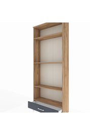 Arges Dolap 4 Raflı Tek Çekmeceli 88x30x221 Çam-Antrasit