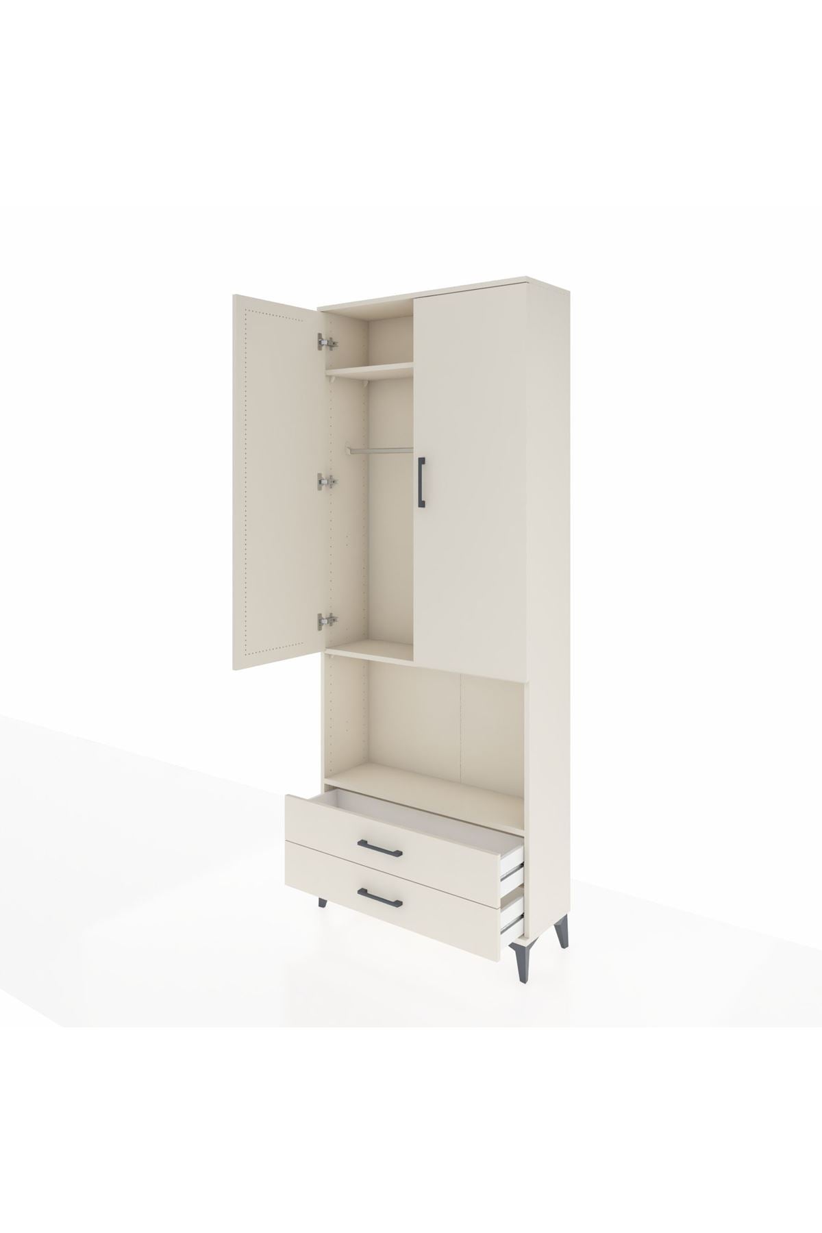 Arges Dolap 3 Raflı 2 Çekmeceli Tek Askılı 88x30x221 Aytaşı-Aytaşı