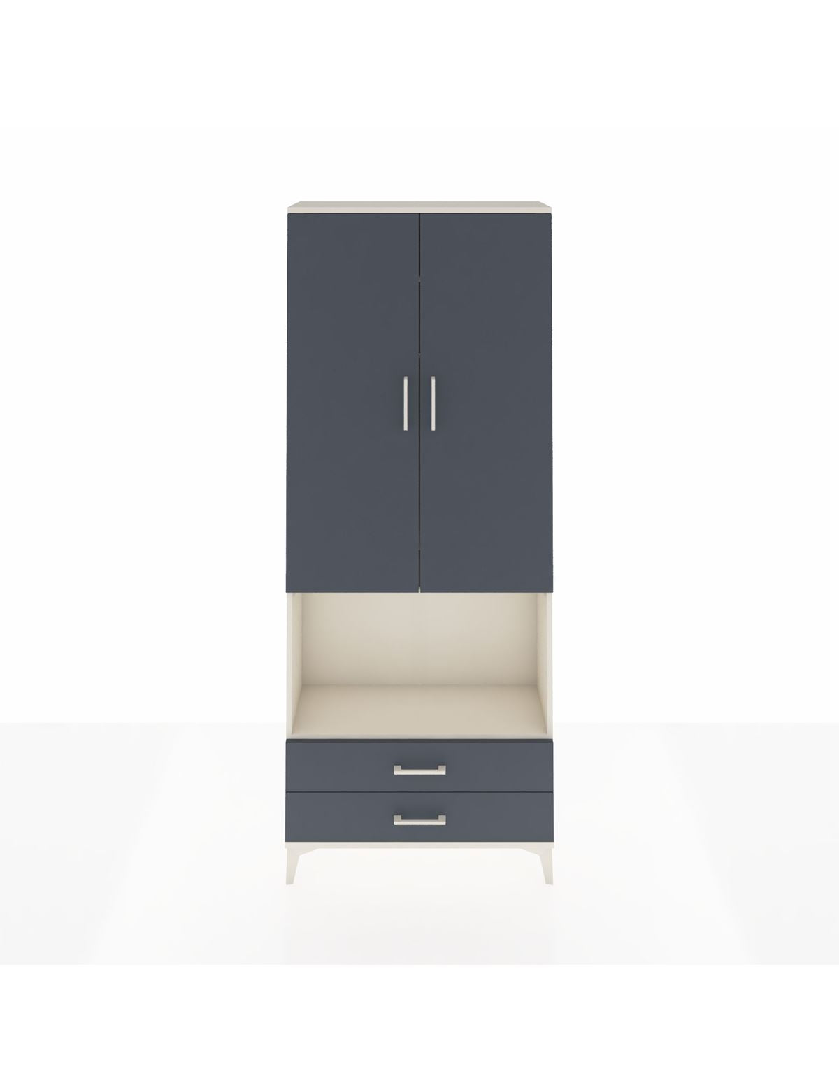 Arges Dolap 3 Raflı 2 Çekmeceli Tek Askılı 88x30x221 Aytaşı-Antrasit