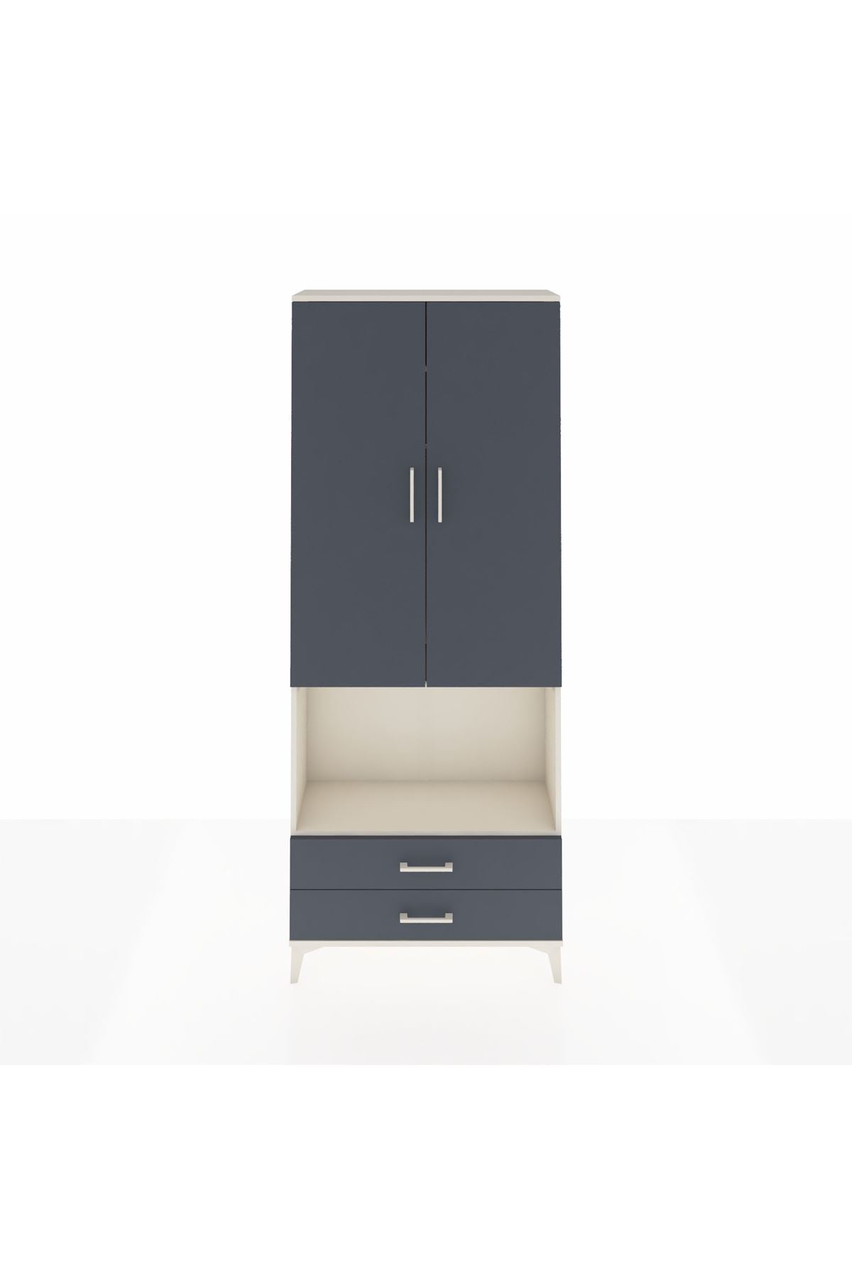 Arges Dolap 3 Raflı 2 Çekmeceli Tek Askılı 88x30x221 Aytaşı-Antrasit