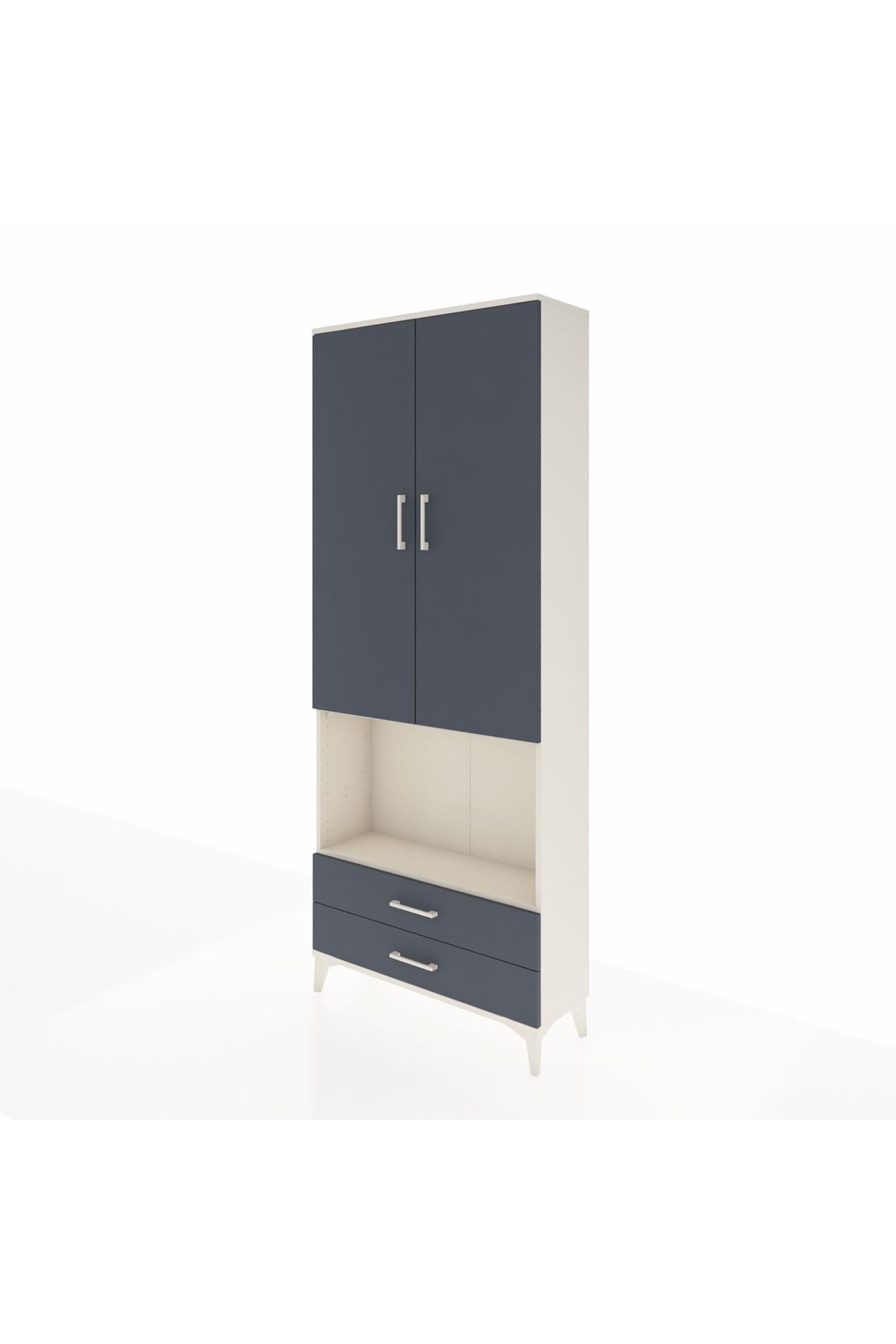 Arges Dolap 3 Raflı 2 Çekmeceli Tek Askılı 88x30x221 Aytaşı-Antrasit