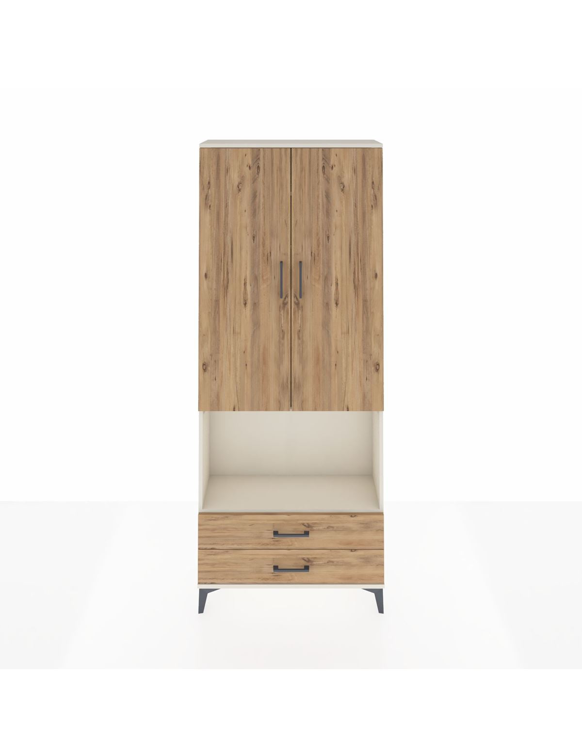 Arges Dolap 3 Raflı 2 Çekmeceli Tek Askılı 88x30x221 Aytaşı-Çam