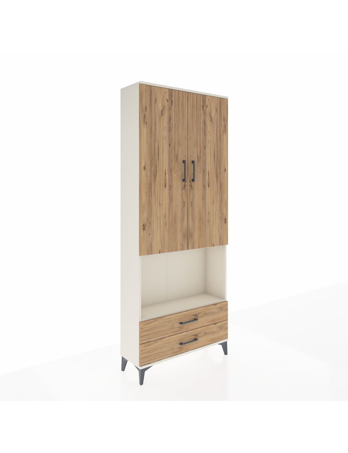 Arges Dolap 3 Raflı 2 Çekmeceli Tek Askılı 88x30x221 Aytaşı-Çam