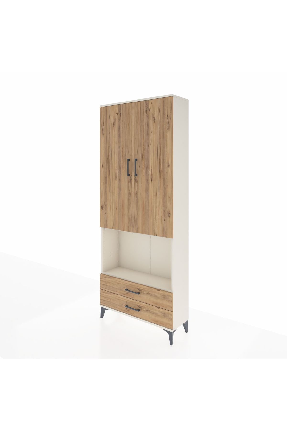 Arges Dolap 3 Raflı 2 Çekmeceli Tek Askılı 88x30x221 Aytaşı-Çam