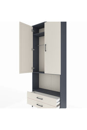 Arges Dolap 3 Raflı 2 Çekmeceli Tek Askılı 88x30x221 Antrasit-Aytaşı