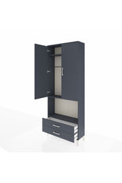 Arges Dolap 3 Raflı 2 Çekmeceli Tek Askılı 88x30x221 Antrasit-Antrasit