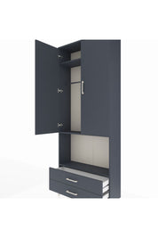 Arges Dolap 3 Raflı 2 Çekmeceli Tek Askılı 88x30x221 Antrasit-Antrasit