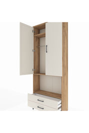 Arges Dolap 3 Raflı 2 Çekmeceli Tek Askılı 88x30x221 Çam-Aytaşı