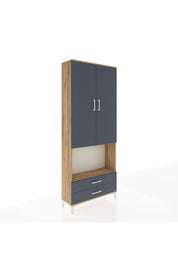 Arges Dolap 3 Raflı 2 Çekmeceli Tek Askılı 88x30x221 Çam-Antrasit