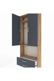 Arges Dolap 3 Raflı 2 Çekmeceli Tek Askılı 88x30x221 Çam-Antrasit