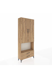 Arges Dolap 3 Raflı 2 Çekmeceli Tek Askılı 88x30x221 Çam-Çam