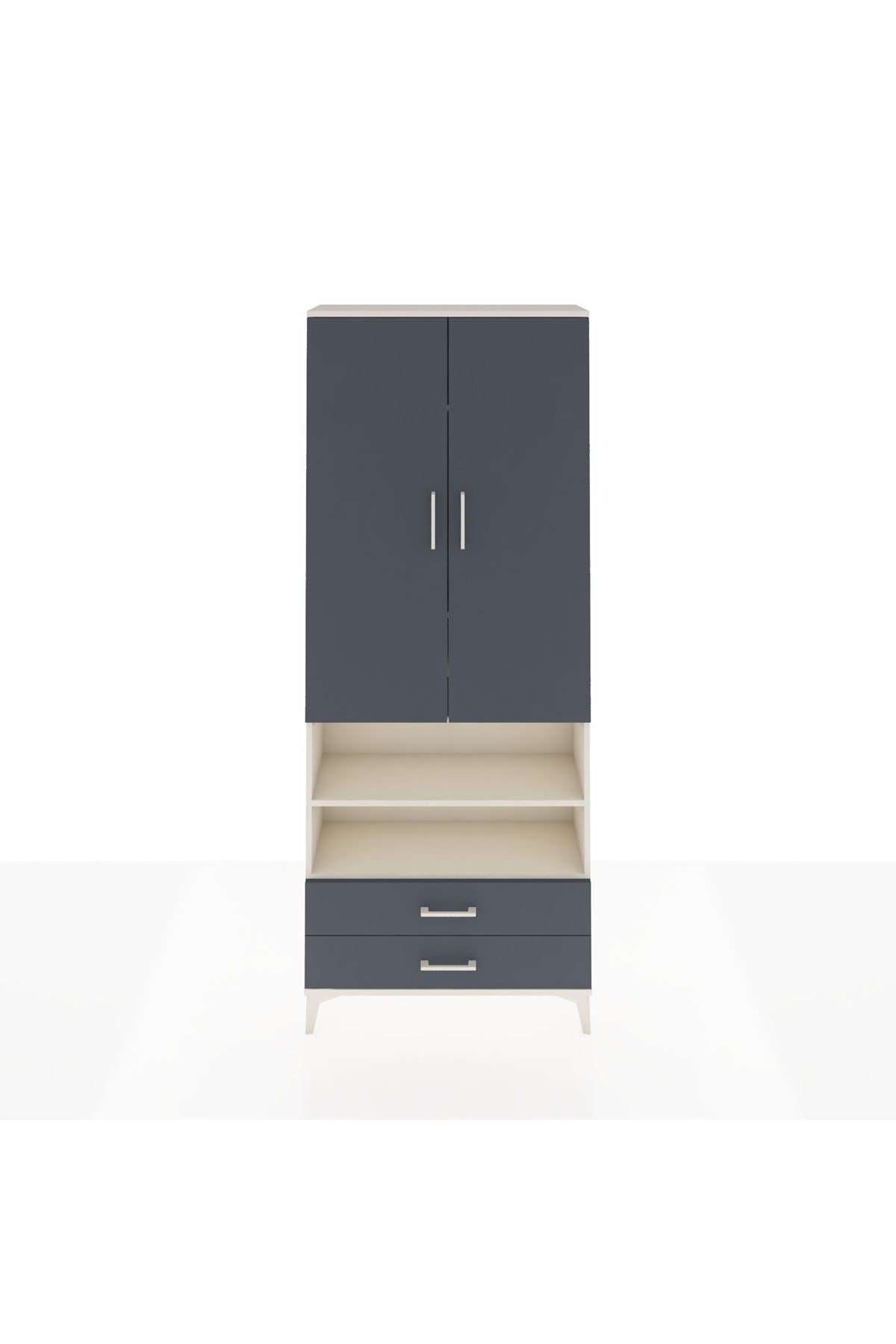 Arges Dolap 5 Raflı 2 Çekmeceli 2 Kapaklı 88x30x221 Aytaşı-Antrasit